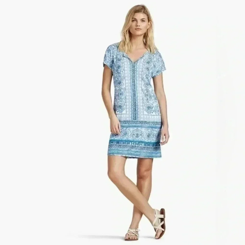Lucky Brand | Blue Multi Floral Bohemian Tee Dress Size M Medium EUC